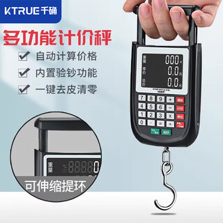 Qianque portable scale pricing scale portable electronic weighing scale high-precision hook scale household food weighing device 20kg mini spring scale kitchen household multi-functional small pricing scale pricing banknote verification calculator integrated battery free