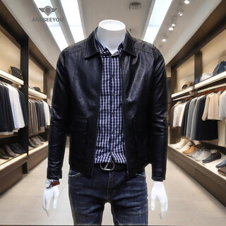 Andseeyou модная брендовая мужская кожаная куртка 2024 осень и зима новый стиль британский стиль модная тонкая молодежная кожаная куртка мужская qcw-3004-7155 стиль черный 2xl