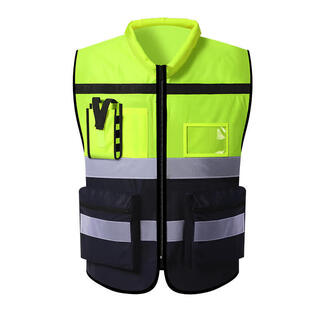 3m reflective safety vest construction site construction vest protection leader cycling warning reflective clothing jacket customized yellow and navy blue style l