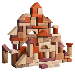 【95成新】木丸子108粒原木无漆创意积木乐园儿童玩具男女孩拼装早教益智