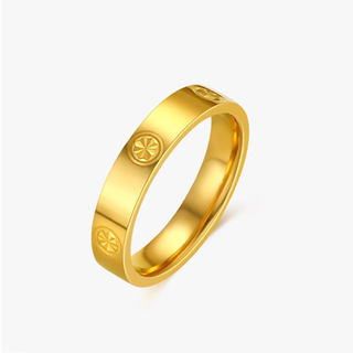 Yingtang gold kajia love ring plain circle one-word men's circle rice-shaped diamond pattern ring for male and female friends to give birth to rice-shaped pattern ring closed no. 23 circle