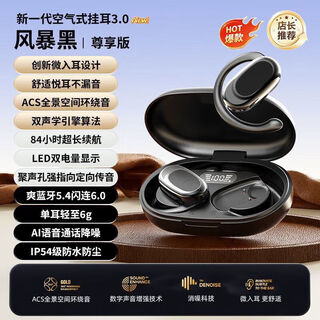 甲量人华为小米通用新款无线蓝牙耳机超长续航气骨传导不入耳挂耳式运动vivo苹果周边 顶配版｜黑色【爽蓝牙5.4闪连6.0舒适悦耳不漏音