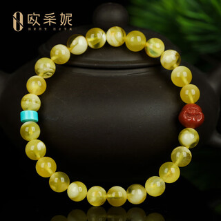 Oucerny beeswax bracelet natural amber raw stone gold twisted round beads multi-treasure diy gold and white beeswax with southern red buddha head bracelet for women