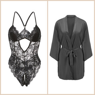 Roselex men's thong speed shirt underwear sexy underwear sm shame office black silk hip-covering sexy dress black jumpsuit + nightgown store manager recommended m recommended weight 80-100jin jin equals 0.5 kg