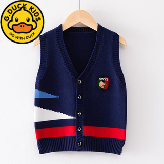 G.duckkids boys sweater vest cardigan spring and autumn coat medium and large children spring sweater children autumn vest cotton sweater navy blue 170 cm suitable for height 160-170cm13-15