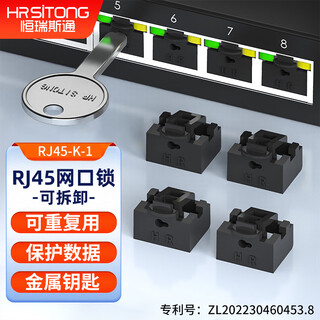 Hengrui stone rj45 network port lock removable sealing plug anti-dust plug network port security lock protects data black 100 locks + 2 keys