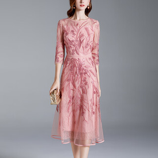 Su laixi's mother-in-law long wedding banquet fashionable summer dress young style wedding daughter to attend the wedding mother's dress formal occasion pink 3xl