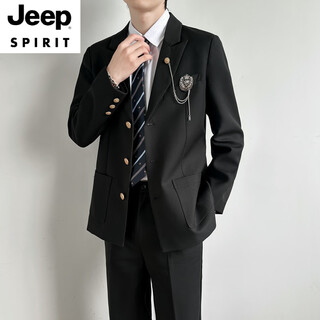 Jeep spirit new college style dk uniform men's suit suit jacket three-button jk suit shirt casual trousers class uniform trendy black jacket high quality xl recommended 120-135jin jin equals 0.5 kg