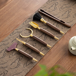 Yipot tea tea ceremony six gentlemen black walnut set tea set accessories tea art tea knife tea clamp high-end tea set six gentlemen