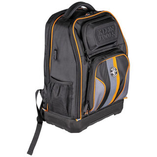 Klein tools 62805bptech 28-pocket laptop backpack tool bag black/orange