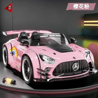 Mudini children's electric car four-wheel parent-child remote control car go-kart can sit adults, babies and children toys drift sports car sakura pink flagship store direct sales + lifetime warranty top with 24v battery + 4845 silent motor + leather seat drift tires + full car colorful lights