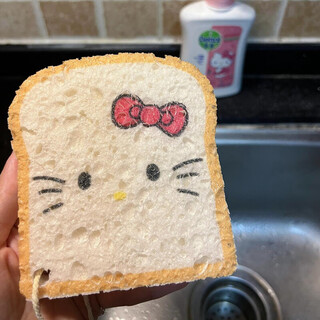 Kitty kitchen supplies toast cute sponge wipe kt cat water absorbent wood pulp cotton kitchen dishwashing artifact scouring pad one pack