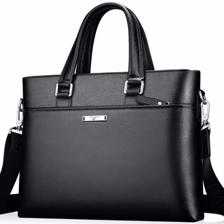 Septwolves briefcase men's business men's bag first layer cowhide handbag crossbody bag shoulder backpack laptop bag black