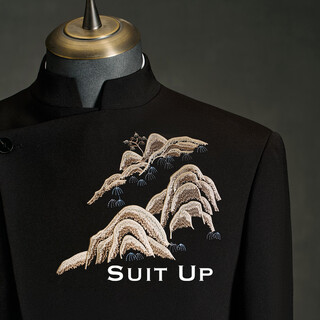 Xiuta new chinese jacket chinese tunic men's chinese style groom's wedding dress formal toast engagement suit jacket qingshan yinyin single suit jacket m 48a