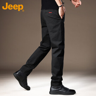 Jeep casual pants men's autumn and winter business loose pants men's trendy straight-leg versatile men's pants black 32