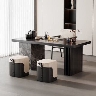 Ji present italian light luxury solid wood tea table and chair combination for business reception and negotiation modern minimalist tea making table and kettle integrated table