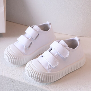 Zi jiafu small white shoes children's white shoes kindergarten school performance white shoes boys and girls sports games canvas shoes performance shoes d003 white 29 inner length 18.5cm