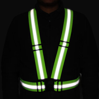 Quxing reflective clothes reflective vest elastic strap adjustable unisex uniform size for men and women night running cycling car safety police sn269 jingcang jisuda strap-green