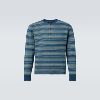 Rrl new arrivals for autumn and winter men's cotton jacquard henley p01044205 blue m cn 180/96a