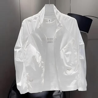 Kuraishi kazuki trendy brand stand collar work jacket men's spring and autumn new casual versatile breathable loose solid color windbreaker jacket ins white xl (135-150)
