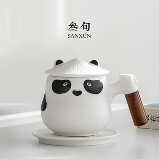 Thirty-year-old panda tea mug with lid for men and women office filtered water cup creative ceramic tea water separation cup