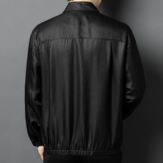 Elesin xiangyunsha silk tang suit silk men's jacket heavy mulberry silk long sleeve shirt men's buttercup chinese style black l