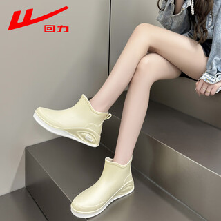 Pull-back rain boots short low-cut overshoes women's rain boots non-slip waterproof shoes fishing chef shoes 3533 khaki 37