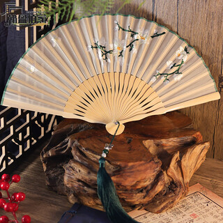 Sailotou light luxury fan ancient style folding fan as a gift high-end suzhou embroidery fan cheongsam su embroidery double-sided embroidery girls' middle school gardenia