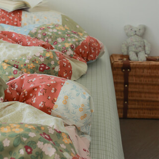 Qiaobolai pure cotton twill fabric xinjiang long-staple cotton bed sheet quilt cover baby blanket cartoon soft large wide treasure pastoral parquet half meter price