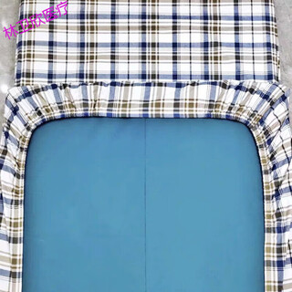 Imported quality nursing bed special mattress, hospital special bed cover and fitted sheet three-piece set, nursing home bed cover with air, coffee blue block pure cotton single fitted sheet 90*200*15 (suitable for air mattress bed)