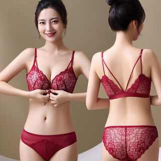 Adore autumn and summer beautiful back underwear summer thin women small breast push up front button bra no steel ring set soft support burgundy set 80/36a