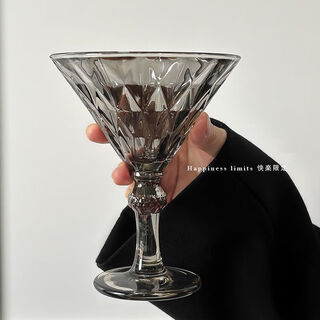 Clcey european retro embossed goblet glass champagne glass diamond engraved wine glass martini glass red wine glass ash cocktail glass 240ml 2 pack