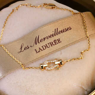 Chili 18k gold horseshoe buckle inlaid real stone bracelet au750 color gold simple versatile fashion niche bracelet 18k gold color