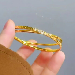 Yage vietnam sand gold fine crushed ice double ring bracelet simple fashionable versatile bracelet for your girlfriend crushed ice double ring bracelet