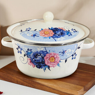 Yupinjia lard tank enamel basin high temperature resistant old-fashioned national style lard special container with lid large capacity enamel enamel bowl enamel basin 24cm 1 piece 3.2l