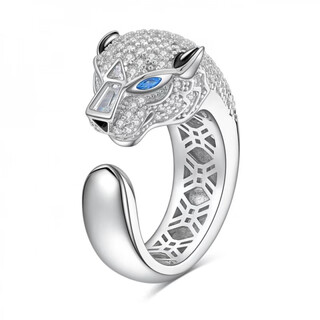 Nilan fat donglai same style pt950 platinum leopard head ring silver plated 18k open men and women diamond ring couple ring r011 inner diameter 16 (country number 11-13)