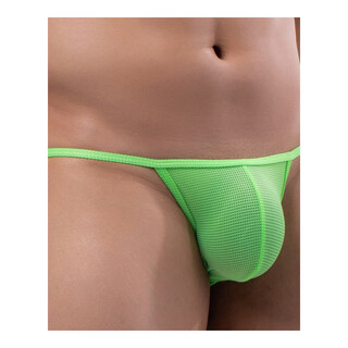 Sexy high slit half-cover hip thin strap thong men's low-waist seamless men's underwear mesh breathable briefs for men light green l