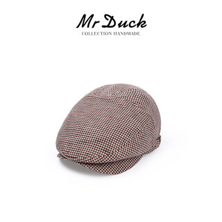 Mr duck new product british houndstooth beret linen duck cap for men and women mw361113-chinese style southern red m (55-58cm)