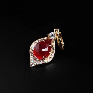 Fat donglai same style gemstone pendant yaoguang pigeon blood red female 18k gold inlaid white and blue necklace open hanging 18k gold ruby pendant 5-6mm
