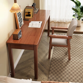Quality solid wood desk 40/45cm computer desk home simple bedroom wide and narrow table small apartment middle school student writing desk walnut color single table 100x50x75cm