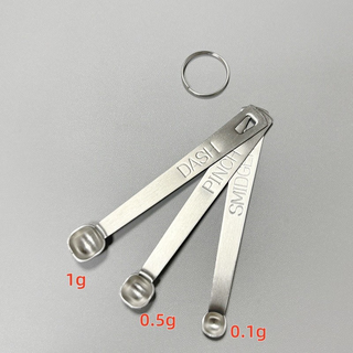 Fantasy salt spoon 304 stainless steel small amount spoon baby household quantitative salt control spoon 1g/0.5g/0.1g micro amount 3-piece set of micro amount spoons with ring buckle recommended
