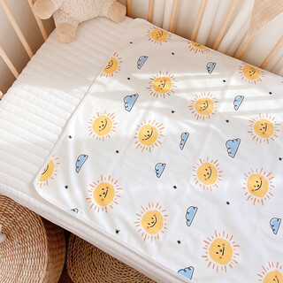 Purcotton 100% cotton era diaper pad for babies and children, waterproof and washable baby sleeping pad, pure cotton, leak-proof, overnight large size sheets, diaper pad, sunny day, aiyu copyright 70x90cm
