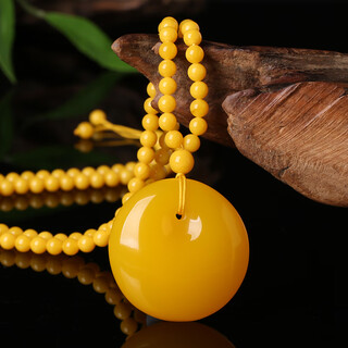 Fat donglai same style dl 1998 ping an buckle pendant old beeswax water drop chicken oil yellow amber men and women long style 3# ping an buckle beeswax buy two + one