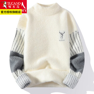 Woodpecker sweater men's autumn and winter sweater line non-sheep thickened sweater warm base knitted sweater clothes 20736/1968 off-white xl
