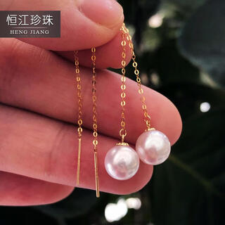 Giventy gefiodey japan akoya natural seawater pearl classic pearl earring long feminine earrings earrings for girlfriend australian white pearl 10mm