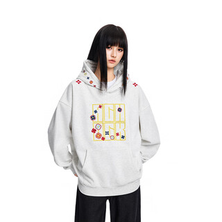 A chock achock official store american hip-hop stamp embroidery couple tops and jackets trendy brand new hooded sweatshirt white flower gray l