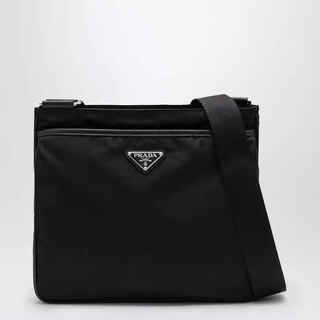 Prada luxury men's re nylon black messenger bag black one size