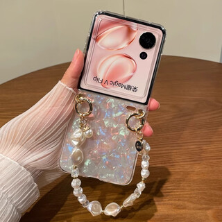Hnew is suitable for xiaomi mixflip2 mobile phone shell shell pattern honor magicvflip2 huawei purax new novaflip small folding screen protective cover all-inclusive anti-fall female hard shell pattern + hanging chain xiaomi mix flip2