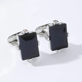 纪郁新款男士商务正装纽扣男女款西装衬衣袖口简约风法式衬衫袖扣 1#经典黑色玛瑙(对) 1个