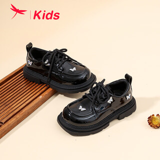 红蜻蜓女童鞋秋季英伦风儿童软底学生小皮鞋玛丽珍Q43BPPY425黑色30